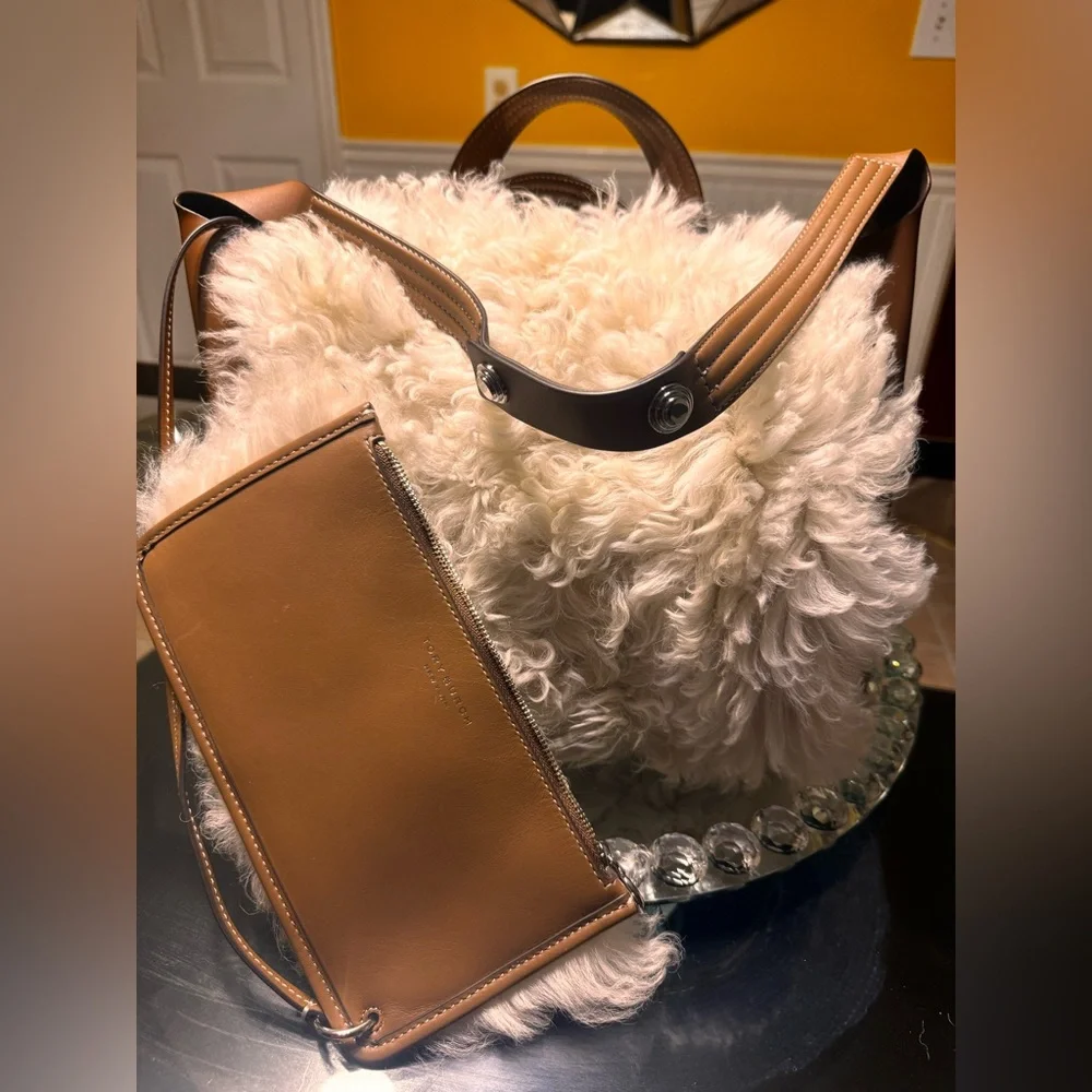 Tory Burch Rory Mini Shearling Tote Bag